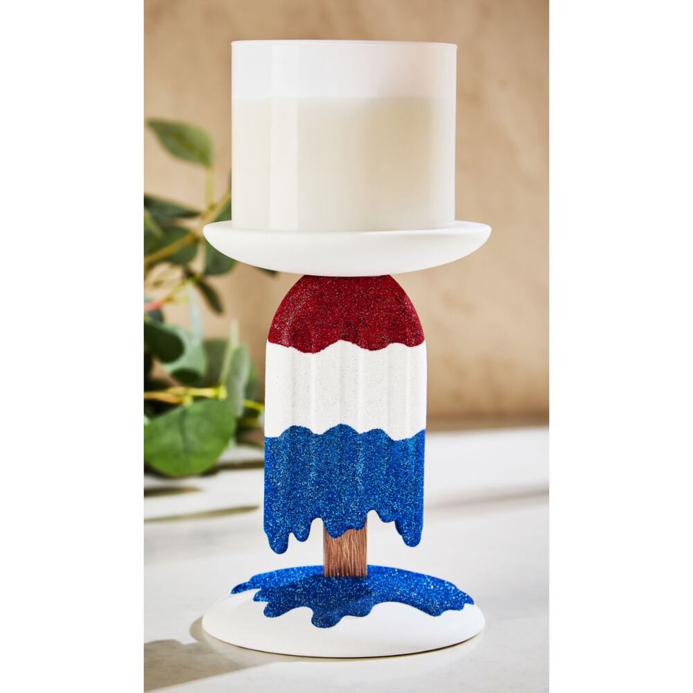 Bath & Body Works Red White Blue Patriotic Popsicle 3 wick Candle Holder July4th - Picture 2 of 4